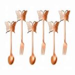 Jogo de 3 garfos e 3 colheres Romantique em aco inox cor cobre
