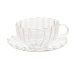 Xicara P/Cafe E Cha C/Pires Dupla De Vidro Borossilicato 250Ml