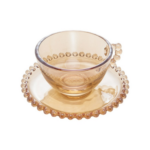 Xicaras Cha Cristal C/Pires Pearl Ambar 180Ml