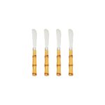 Conjunto 4 Espatulas De Aco Inox C/Cabo De Plastico Bambu Naturalluxo 16Cm