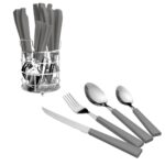 Jogo de talheres Estai em aco inox com cabo plastico cor cinza 25 pecas