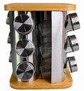 KIT PORTA CONDIMENTOS GIRATORIO REDONDO BAMBU 12 POTES 90ML CT4818