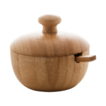 Açucareiro de Bambu com Colher Verona 8cm x 7,5cm