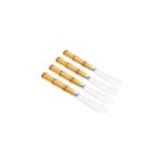 Conjunto 4 Espatulas De Aco Inox C/Cabo De Plastico Bambu Naturalluxo 16Cm - Imagem 2