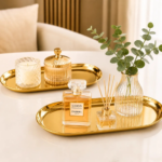 Kit 2 Bandejas Decorativas Douradas Luxo Organização Casa - Imagem 5