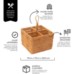 Porta Talher e Organizador, Possui 4 Compartimentos Produzidos em Fibra Natural, Funcional Para Armazenar Talheres e outros Utensílios Domésticos. Decore Seu Ambiente Com um Toque Rústico. - Imagem 5