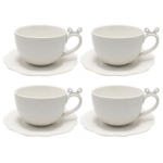 Jogo 8 peças para café Lacet em new bone china 110ml branco - Imagem 2