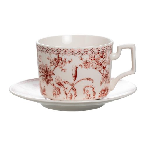 Jogo de 4 peças para chá Hortênsia em new bone china 220ml bordô