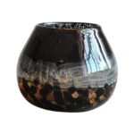 Murano vaso em vidro mesclado D13,5xA10,8cm preto e dourado