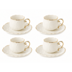 Jogo de 8 peças para café Rêve Blanc em new bone china com filado ouro 90ml branco - Imagem 2